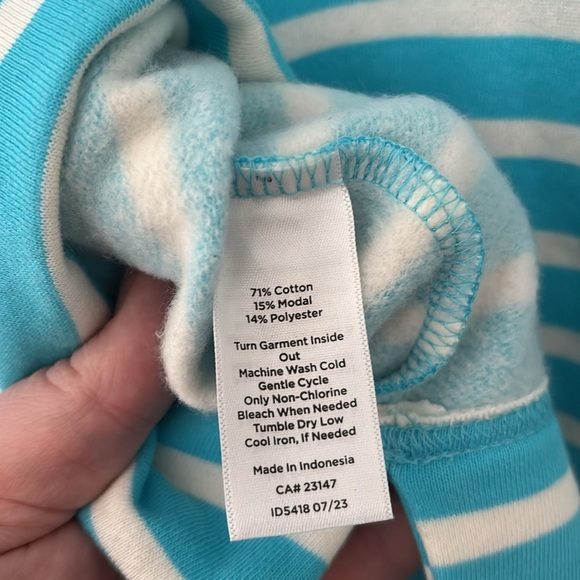 Women’s Talbots Petites Pullover Sweatshirt with Collar Striped, XLP, Blue White - Picture 6 of 6